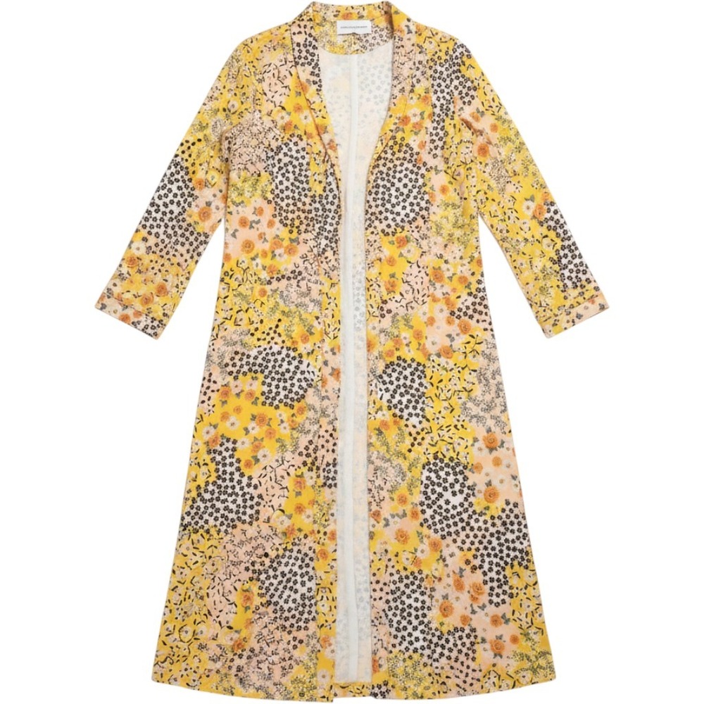 Cupcakes and Cashmere Yellow Floral Patchwork Duster Jacket Size Small‎